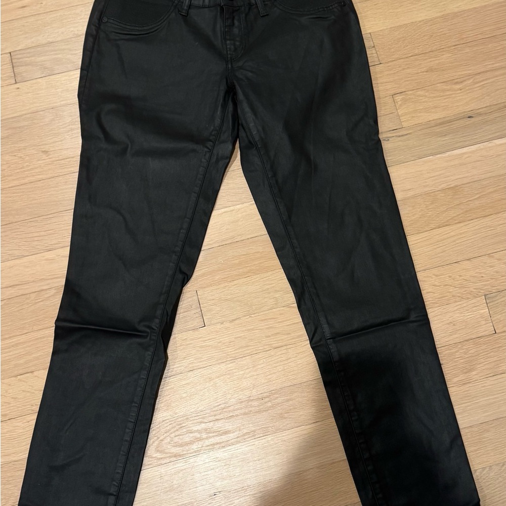 Black Slim Fit Coated Maternity Jeans